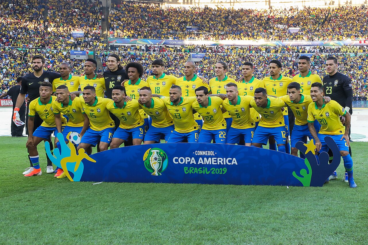Dani Alves with Brazil at the 2019 Copa America final