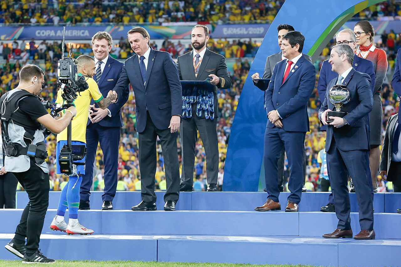 Brazil captain Dani Alves during the 2019 Copa America final celebrations